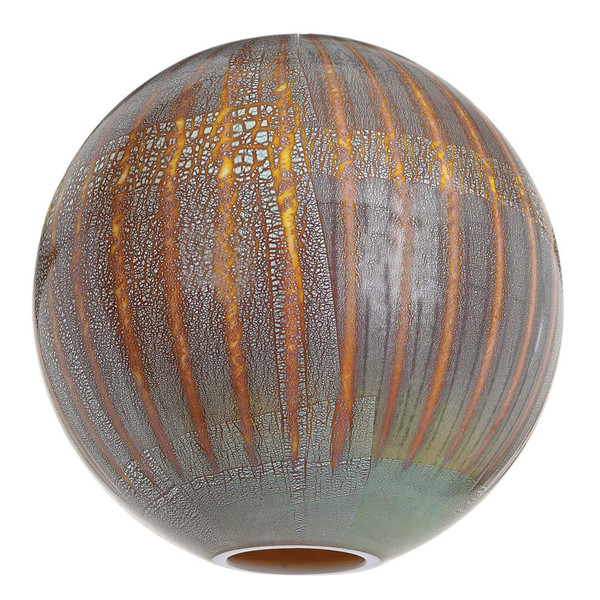 Safari Italian Hand Blown Opaline Glass Shade Silver Amber Ribbed Opaline  - 981OPR-SARO