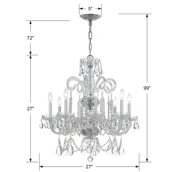 Traditional Crystal 8 Light Chandelier - 5008|43