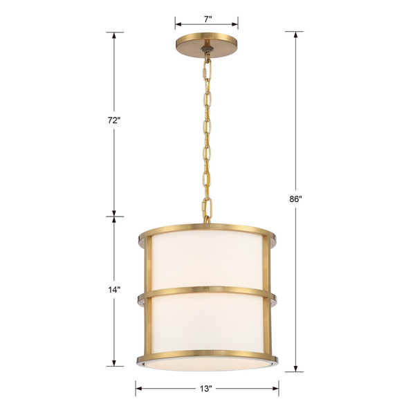 Brian Patrick Flynn for Crystorama Hulton 3 Light Luxe Gold Pendant - 9593|43