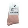 Dance Direct ribbed fold-down ballet socks in pink for young girls, soft knit and comfortable fit for ballet class, front