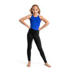 . Girl wearing Capezio All Purpose high waist active legging in Black, front view arms raised