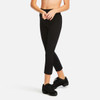 Girl wearing Capezio All Purpose high waist active legging in Black, close up waist view