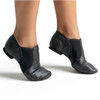 Capezio E Series slip on jazz shoe in Black, on-foot side view