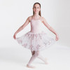  Woman wearing Studio 7 Dancewear Floral Romance tutu dress in Pale Pink, front view