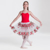 Woman wearing Studio 7 Dancewear Floral Romance tutu dress in Red, back view