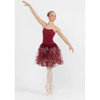 Woman wearing Studio 7 Dancewear Floral Romance tutu dress in Burgundy, front view
