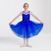 Woman wearing Studio 7 Dancewear Classical Dream tutu dress in Royal Blue, front view