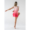 Woman wearing Studio 7 Dancewear Ombre mesh slip lyrical dress in Coral, back view