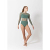 Studio 7 Dancewear Girls Cleo Long Sleeve Mesh Leotard Forest Green Front View