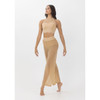 Studio 7 Dancewear Performance Mesh Girls Crop Top in cashew front view