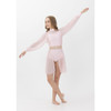 Girl in Pale Pink Studio 7 Dancewear Eloise open front mesh skirt, front view