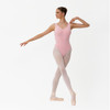 Studio 7 Dancerwear Misty low back ballet leotard in ballet pink, shown on dancer front view with dipped neckline and classic fitted silhouette
