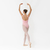 Studio 7 Dancerwear Misty low back ballet leotard in ballet pink, shown on dancer back view with dipped neckline and classic fitted silhouette