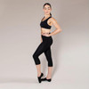  Girl wearing Energetiks Tech Fit stretch canvas pull on jazz boot in Black, front view