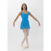  Girl in Breeze Blue Studio 7 Dancewear Audrey short wrap skirt, front view