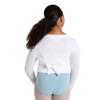 Capezio children’s soft knit ballet wrap sweater in white with long sleeves and an adjustable self-tie fit - 4