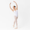 Studio 7 Adele Ballet Leotard for Children in White – Front View Wearing Dance Leotard