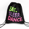 Capezio Neon Sparkle Text Eat. Sleep. Dance. Drawstring Bag