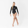 Studio 7 Dancewear Elektra Metallic Leotard for children in bold metallic black with a comfortable stage-ready fit, front view