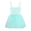Energetiks Annabelle Tutu Dress for toddlers and children in mint with sweetheart neckline, wide straps, and a layered tulle skirt, back view