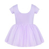 Energetiks Heidi Tutu Dress in Lilac with a three-layer tulle skirt and cap sleeves for toddlers and children, back view