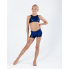 Girl wearing Energetiks Oakley boyleg short in cobalt, front view
