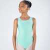 Energetiks Abby Lace Back Paneling Leotard in Mint front on dancer