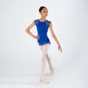 Dancer wearing Energetiks Natalia Pull On Mesh Dance Skirt in Cobalt Blue full body