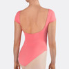 Back view of dancer wearing the Energetiks Veronica Pleat Front Ballet Leotard in coral