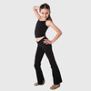 Girl wearing Studio 7 Dancewear Girls Cotton V-Front Jazz Pants in Black, side view