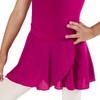 Energetiks Ruby Pull-On Mock Wrap Dance Skirt Children's Sizes in Mulberry, dancer front close up view