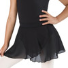 Energetiks Ruby Pull-On Mock Wrap Dance Skirt Children's Sizes in Black, dancer front close up view