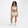 Energetiks Delta Double-Fronted Dance Crop Top Adult Sizes in Ivory Sands, dancer front view
