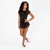 Energetiks Natalia Tech Mesh Split Dance Skirt Adult Sizes in Black, dancer front view