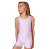 Capezio Sunset Wave Shoreline Gymnastics Biketard Children's Sizes in Sunset Wave Orchid, dancer front
