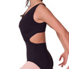  Capezio Soft Elegance Twist Front Dance Leotard Women's Sizes in Black, dancer side view