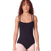 Capezio Soft Elegance Lace Camisole Leotard Women's Sizes in Black, dancer front view