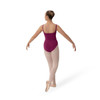 Studio 7 Dancewear Esther ballet leotard for women in boysenberry with gathered neckline and wide straps in stretch fabric, back view