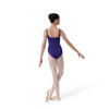 Studio 7 Dancewear Esther ballet leotard for women in dark purple with gathered neckline and wide straps in stretch fabric, back view