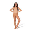 Capezio children’s footed fishnet tights with all-over sparkling rhinestones in suntan, dancer's front view
