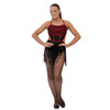 Girl wearing Studio 7 Dancewear Sadie jazz tap leotard in Black and Red, front view