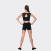 Studio 7 Dancewear V-Front Cotton Dance Shorts in black, showing flattering V waistband and fitted silhouette