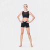 Studio 7 Dancewear V-Front Cotton Dance Shorts in black, showing flattering V waistband and fitted silhouette