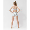 Studio 7 Dancewear Womens Metallic Hot Shorts V-Band Front Silver Back View
