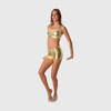Studio 7 Dancewear Womens Metallic Hot Shorts V-Band Front Gold Front View