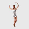 Studio 7 Dancewear Womens Metallic Hot Shorts V-Band Front Silver Front View