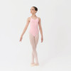 Studio 7 Dancewear wide strap dance leotard in Ballet Pink, children’s size, front view of the dancer