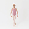 Studio 7 Dancewear wide strap dance leotard in dusty pink, children’s size, front view of the dancer