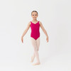 Studio 7 Dancewear wide strap dance leotard in mulberry, shown on dancer front view with supportive fit and classic ballet design