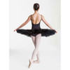 Girl wearing Studio 7 Dancewear half ballet tutu skirt in Black, back view